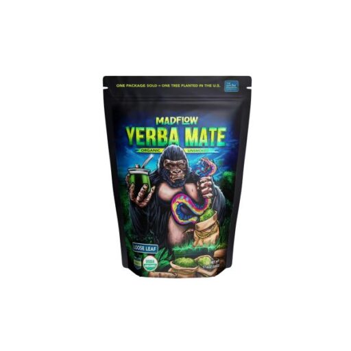 A half kilo package of Yerba Mate Madflow Organic